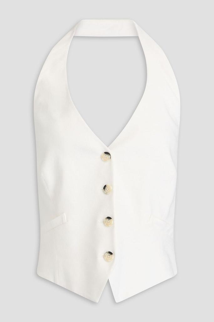 VERONICA BEARD Arabella linen-blend halterneck vest