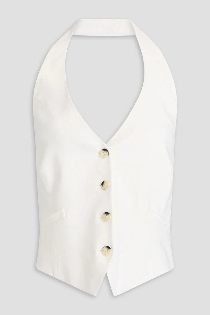 VERONICA BEARD Arabella linen-blend halterneck vest 1