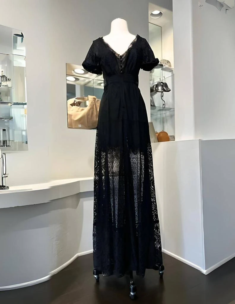 black lace ball dress Gorgeous Black Prom Dress Off-the-Shoulder Holiday Dress Lace With Slit