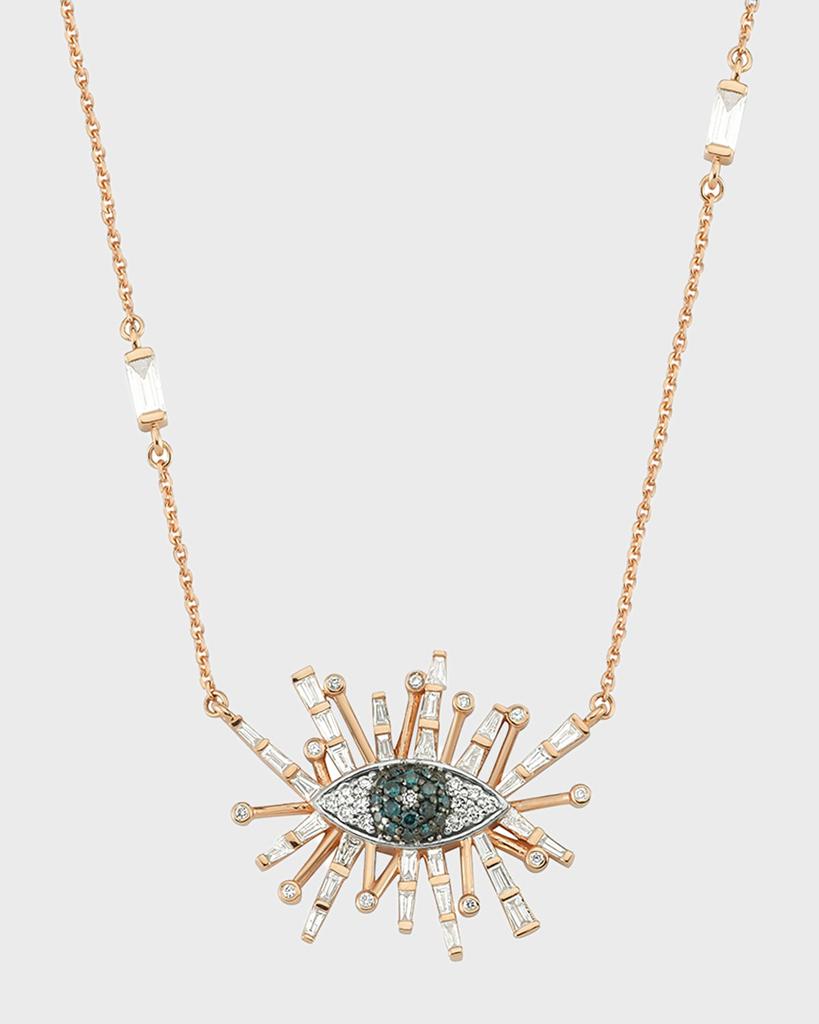 Bee Goddess 14k Rose Gold Eye Light Diamond Necklace