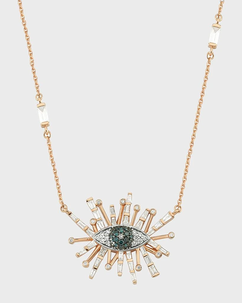 Bee Goddess 14k Rose Gold Eye Light Diamond Necklace 1