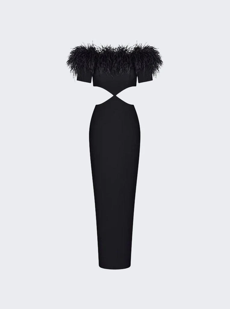 RASARIO Fringe Crepe Cut-out Maxi Dress 1