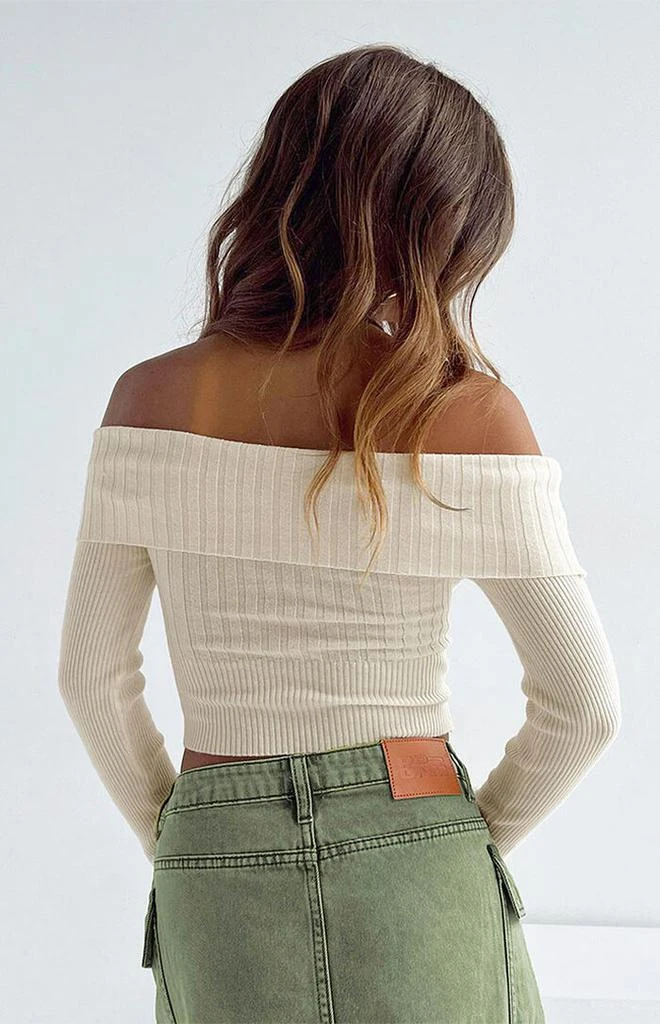 Princess Polly Cream Tagula Off-The-Shoulder Sweater 3