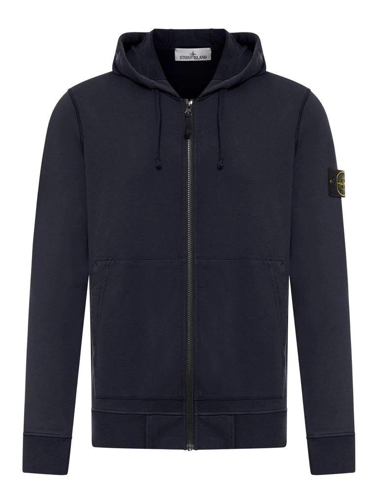 Stone Island Logo Patch Zipped Hoodie 1