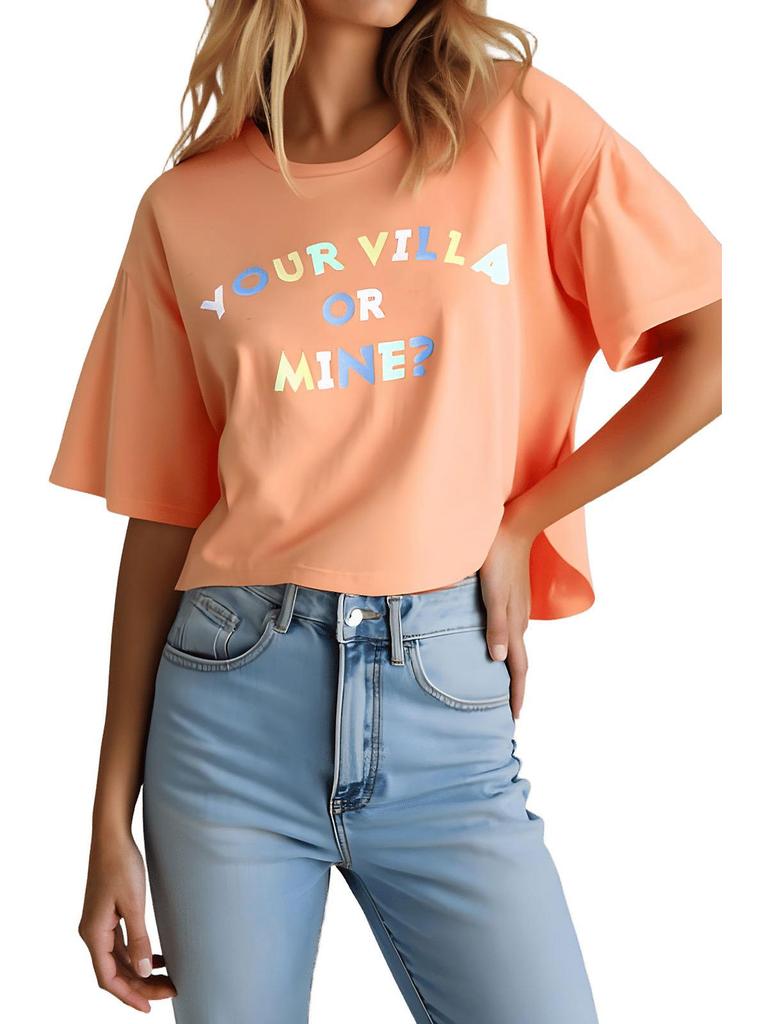 Wildfox Womens Printed Cotton Cropped