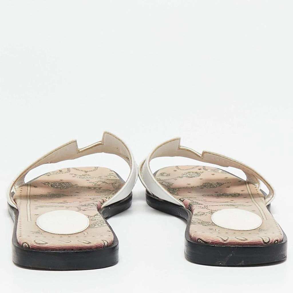 Hermes Hermes White Leather Oran Slide Sandals Size 38.5 5