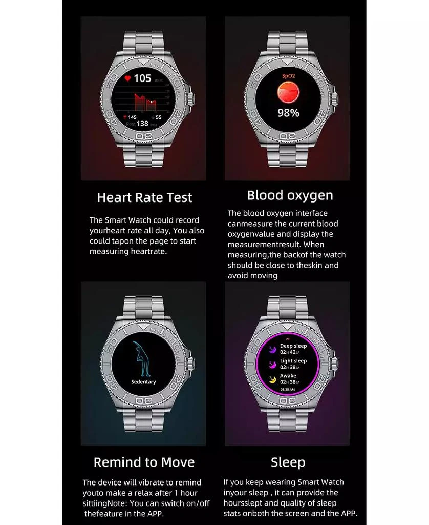 RUXING Smart 1.32" HD Smart Watch Multi-function With Bluetooth Calling Health Monitoring, IP67 for Women Men 9