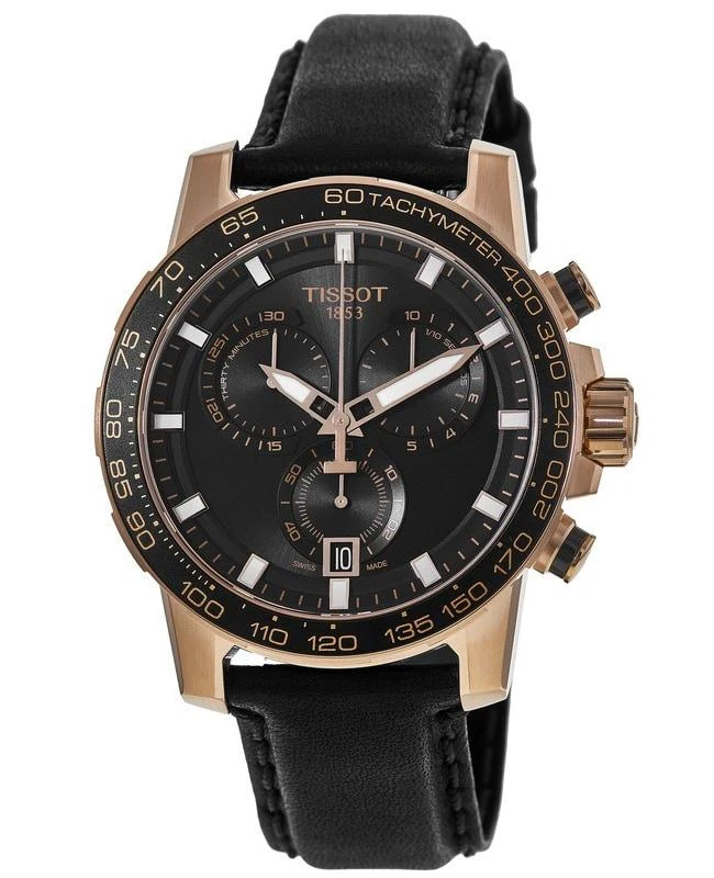 Tissot Tissot Supersport Chrono Black Dial Black Leather Strap Men's Watch T125.617.36.051.00 1