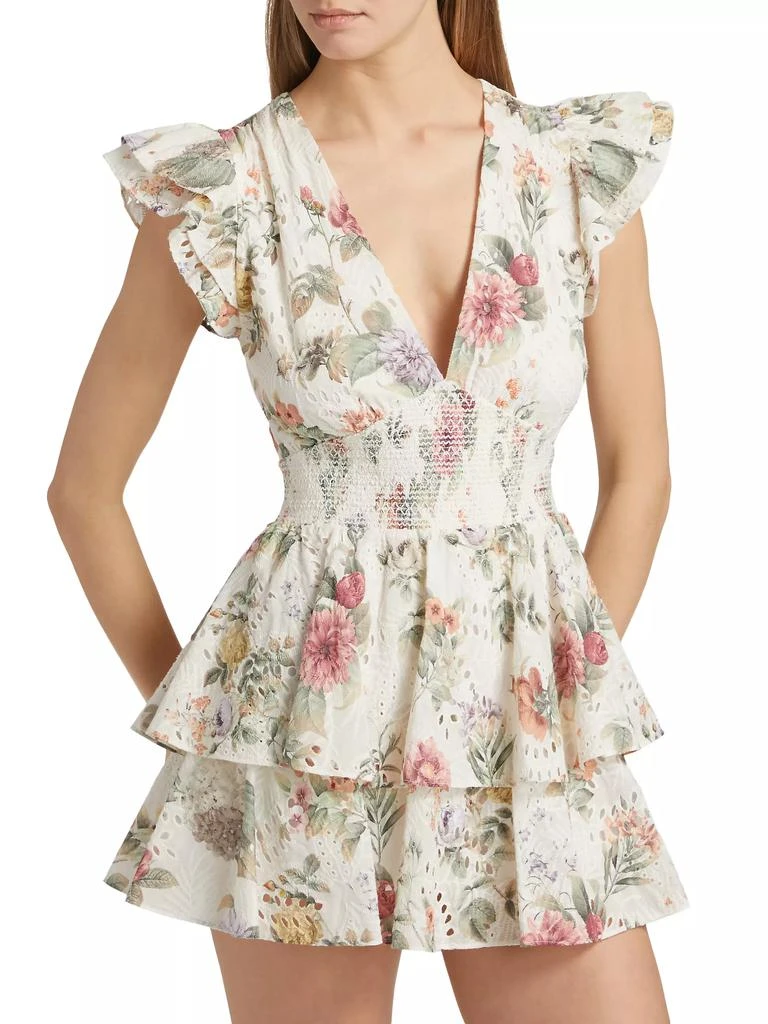 Alice + Olivia Kessie Floral Ruffle Romper 3