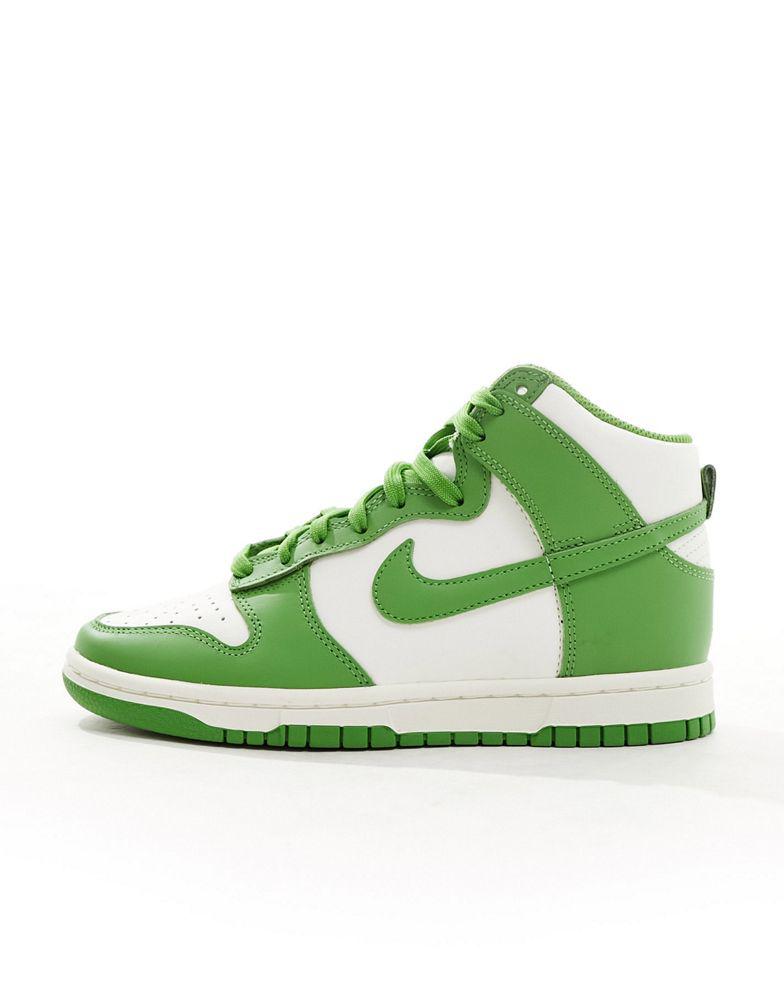 Nike Nike Dunk high trainers in white and chlorophyll green