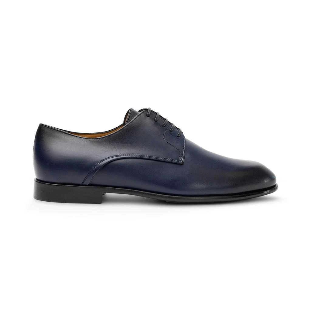 NEW SALVATORE FERRAGAMO mens fosco leather lace up derby shoes in blue Ferragamo Mens Fosco Leather Lace Up Derby Shoes In Blue  main image 4