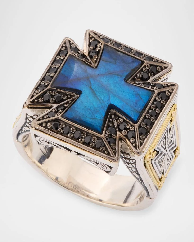 Konstantino Men's Sterling Silver and 18K Gold Labradorite Ring with Spinel 3
