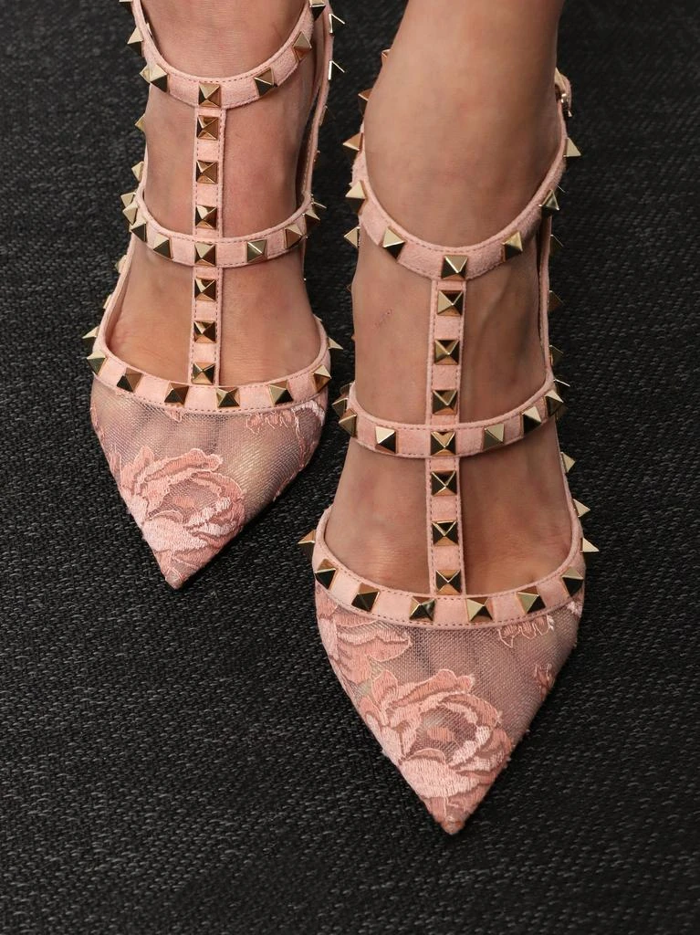 Valentino Rockstud suede and lace pumps 2
