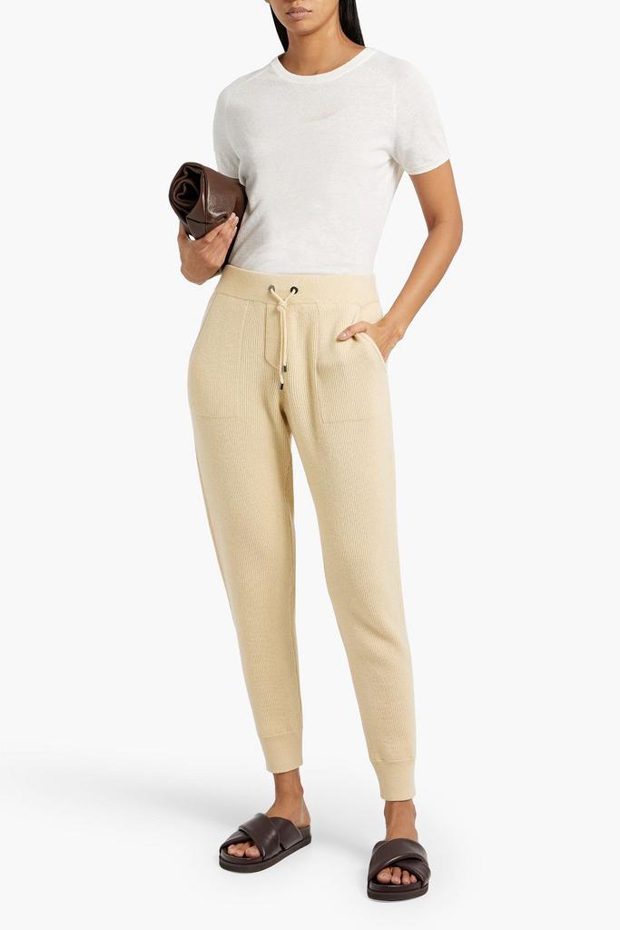Brunello Cucinelli Bead-embellished ribbed cashmere track