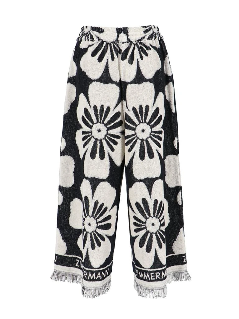 Zimmermann Zimmermann Halliday Logo Intarsia Fringed Hem Towelling Pants 2