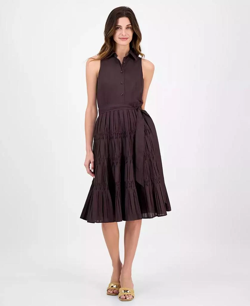 knee length dresses for ladies Sleeveless Tie Waist Midi Sheath Dress main image 0