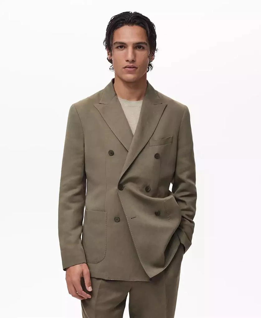 Mango Men's Linen Slim-Fit Double-Breasted Suit Blazer 1