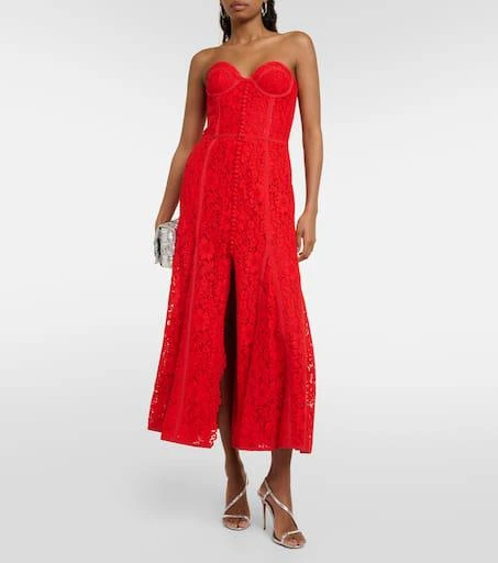Costarellos Sharie bustier lace midi dress 2