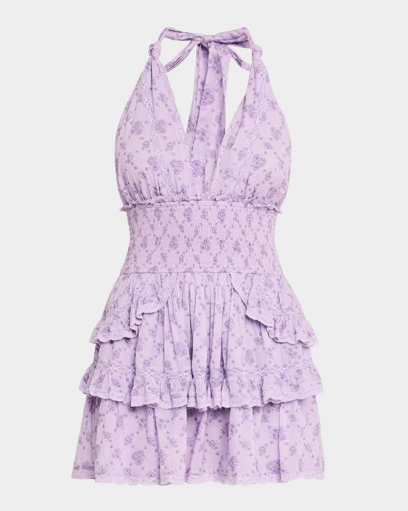 LOVESHACKFANCY Deanna Lilac Dreams Halter Mini Dress 1