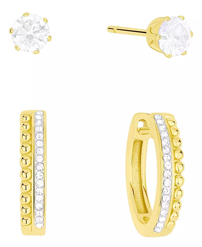 And Now This 2-Pc. Cubic Zirconia 18k Gold-Plated Hoop and Stud Earrings Set, Macy
s Exclusive