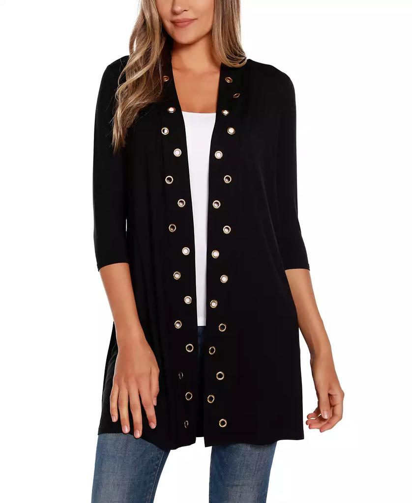 Belldini Women's Grommet-Trim Duster Open Front Cardigan Top