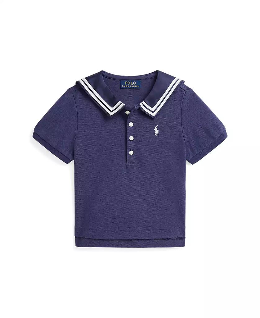 Ralph Lauren Toddler and Little Girls Stretch Mesh Sailor Polo Shirt