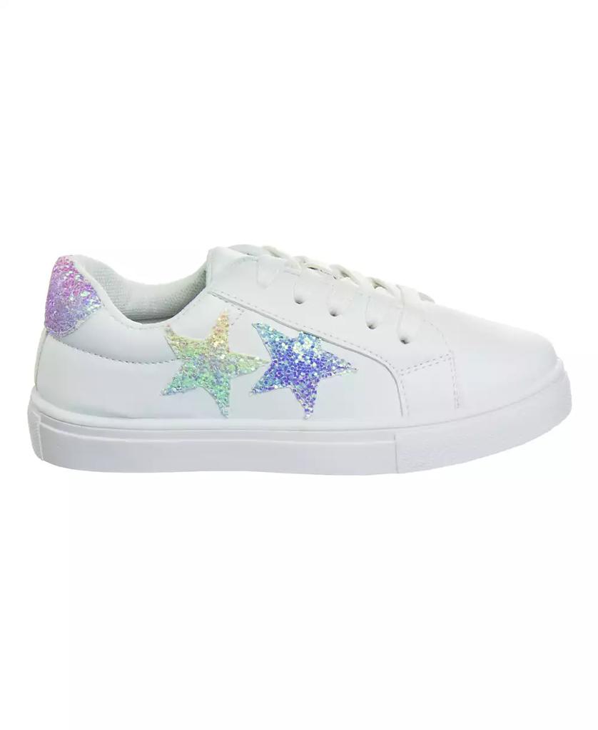 Kensie Big Girls Lace Up Glittery Casual Sneakers
