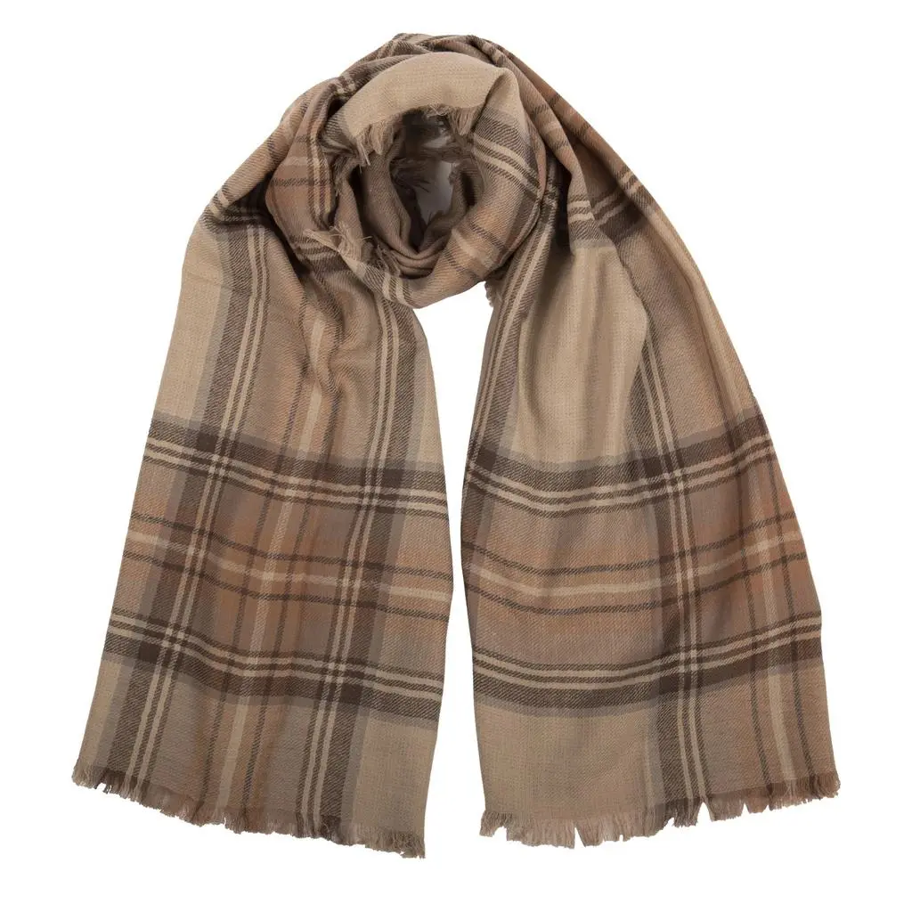 Heritage Heritage Traditions - 100% Merino Wool Lightweight Reversible Tartan merino Scarf - Natural Stewart
