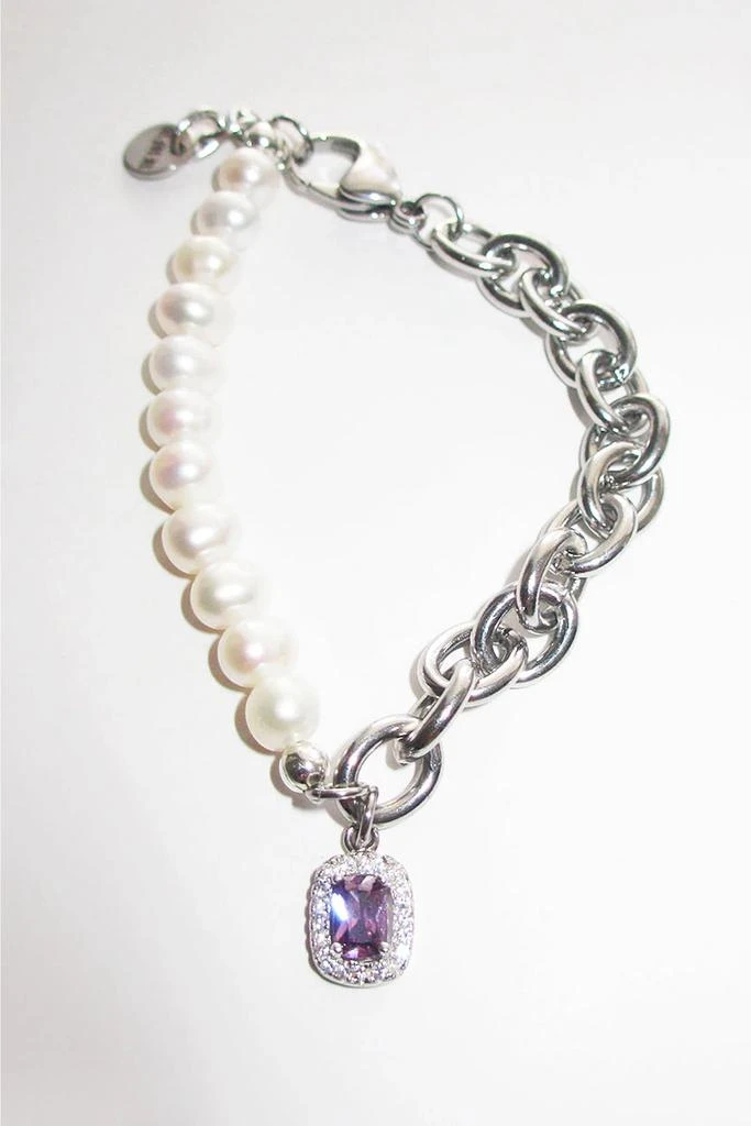 RIMOR JEWELRY RIMOR Half Pearl Half Chain Gem Bracelet