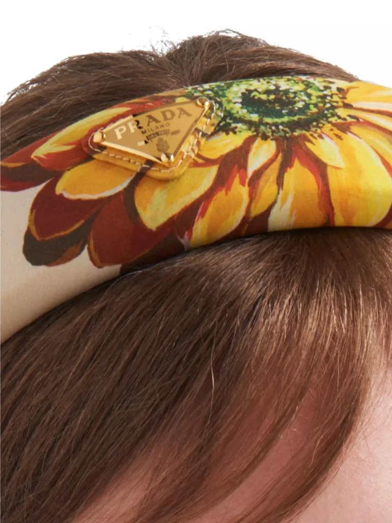 Prada floral headband PRADA Triangle-Logo Floral-Motif Fabric Headband | endource main image 4