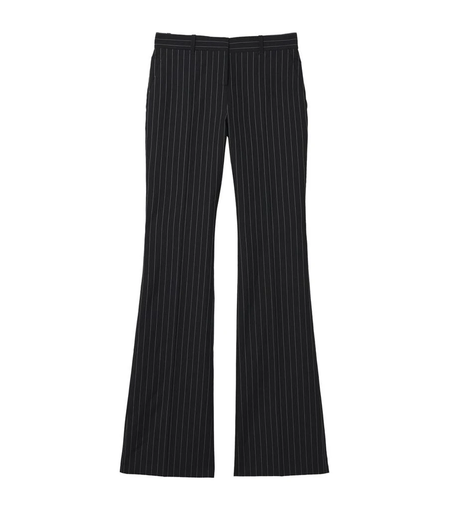 Alexander McQueen Wool-Mohair Pinstripe Bootcut Trousers 1
