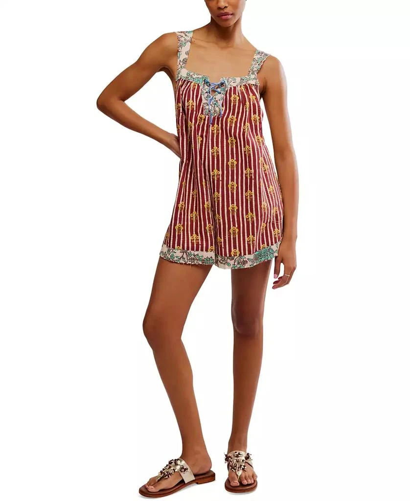 Free People Women's Port Au Prince Printed Cotton Sleeveless Romper 5