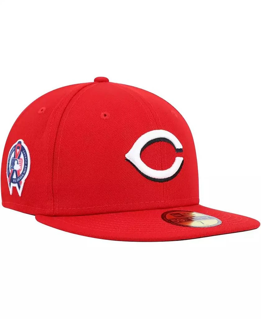 New Era Men's Red Cincinnati Reds 9, 11 Memorial Side Patch 59Fifty Fitted Hat 2