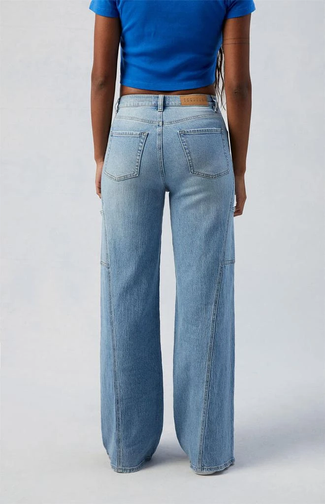 PacSun Eco Stretch Medium Indigo Paneled Wide Leg Jeans 4