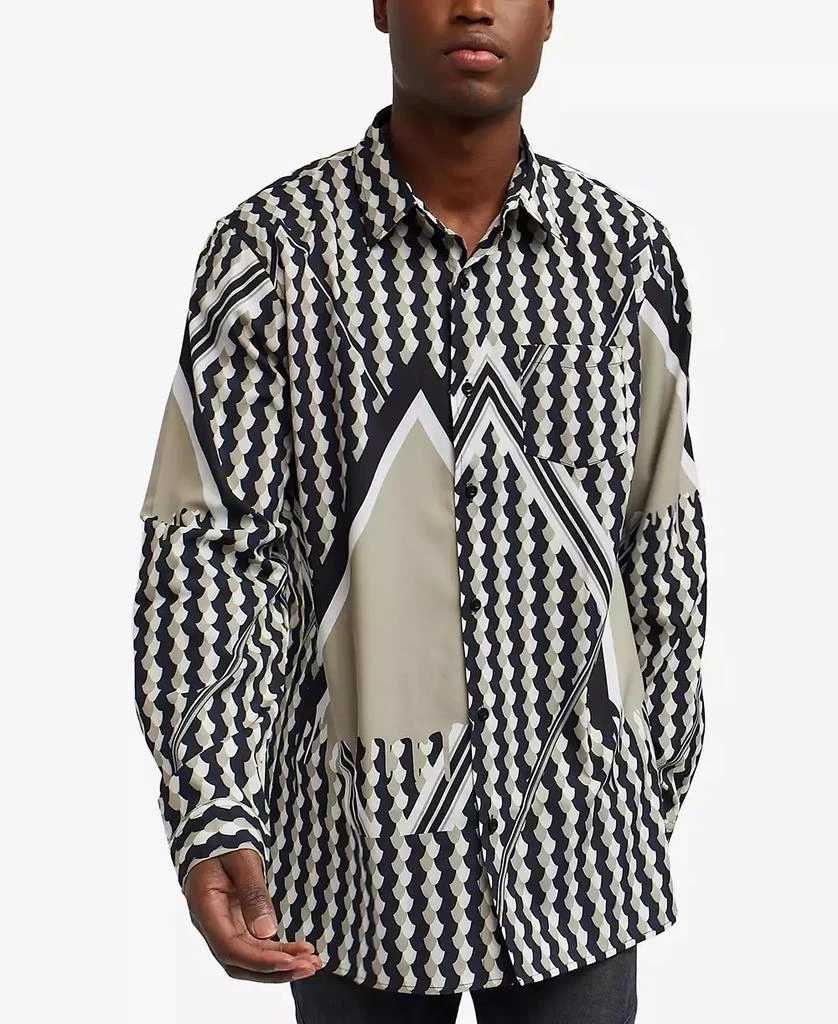 Reason Men's Geo Print Long Sleeves Woven Shirt 1