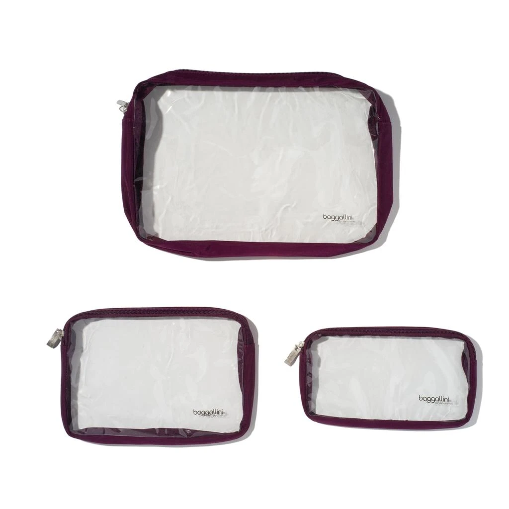 Baggallini Clear Travel Pouches 3 Piece Set Cosmetic Toiletry Bags 6