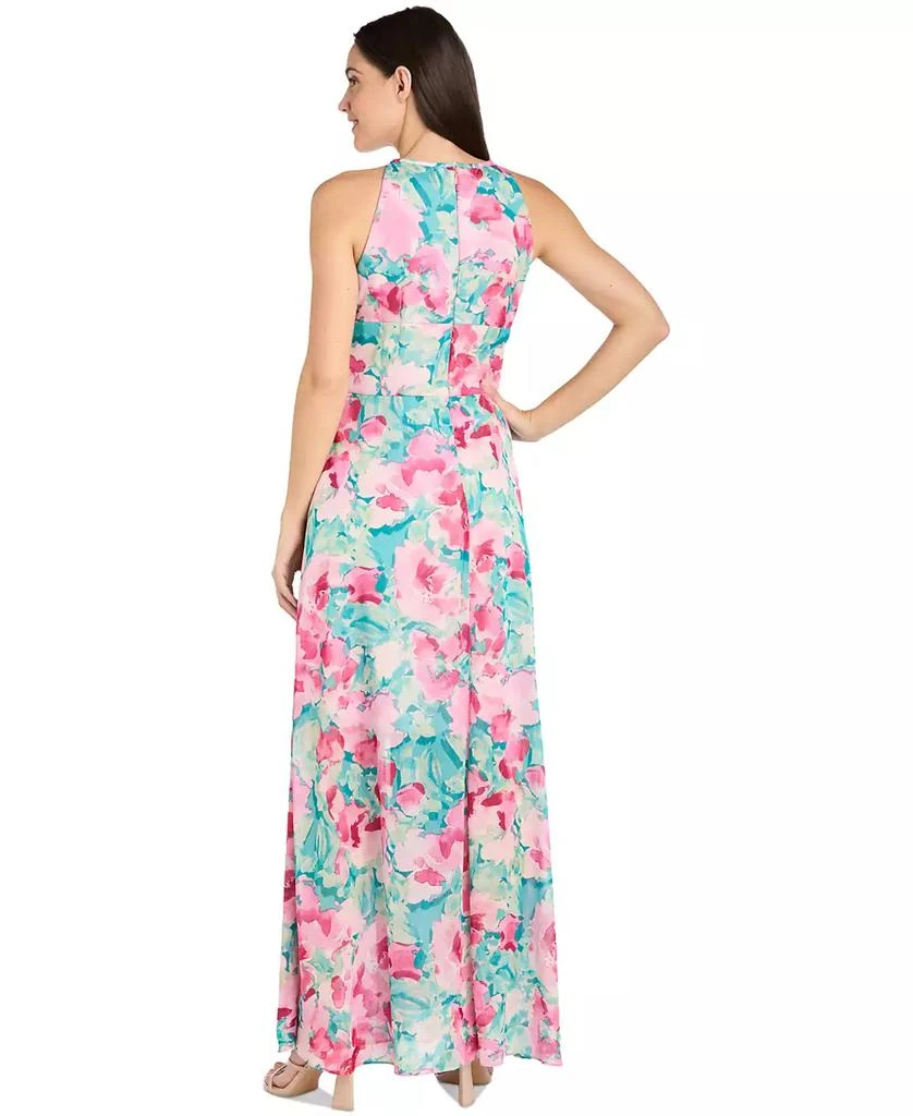 R & M Richards Women's Floral-Print Halter Gown 4