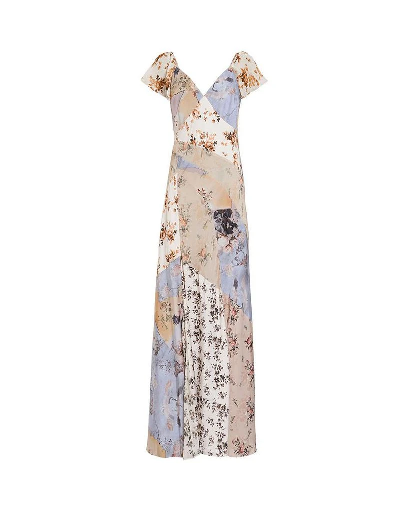 ALL SAINTS Lala Floral Satin Flutter Sleeve Dress 9