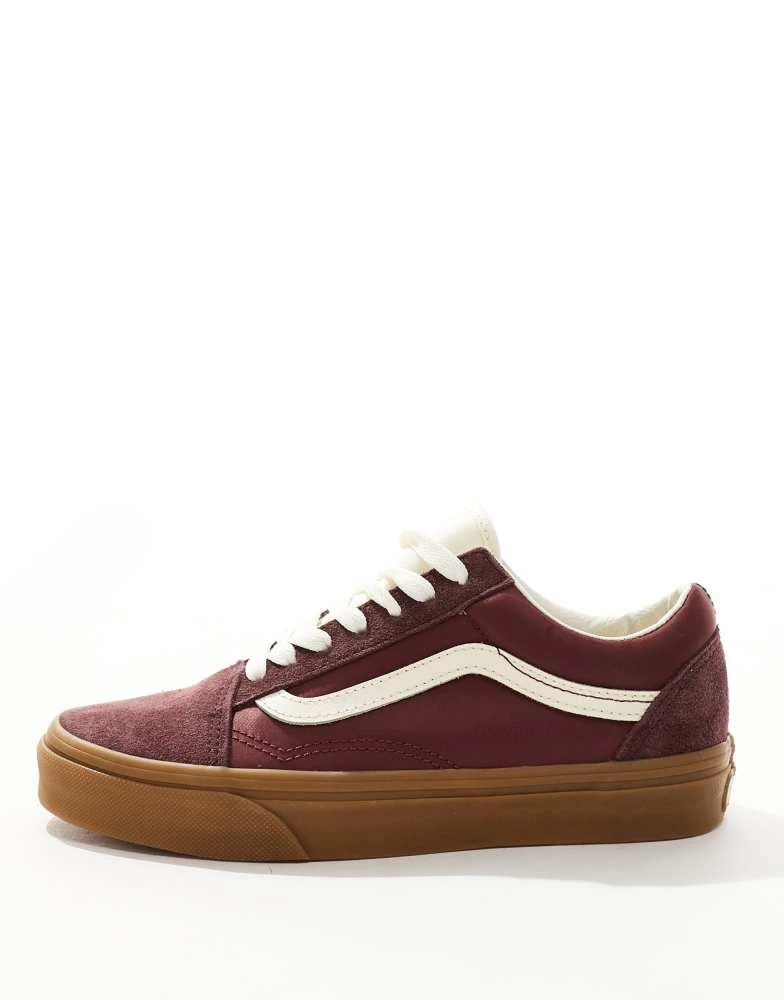 Vans Vans old skool trainers in burgundy with gum sole 2