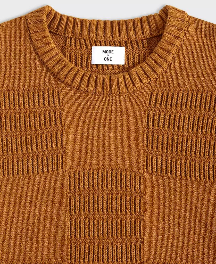 Mode of One Men's Long-Sleeve Relaxed-Fit Textured Check Sweater, Created for Macy's 5