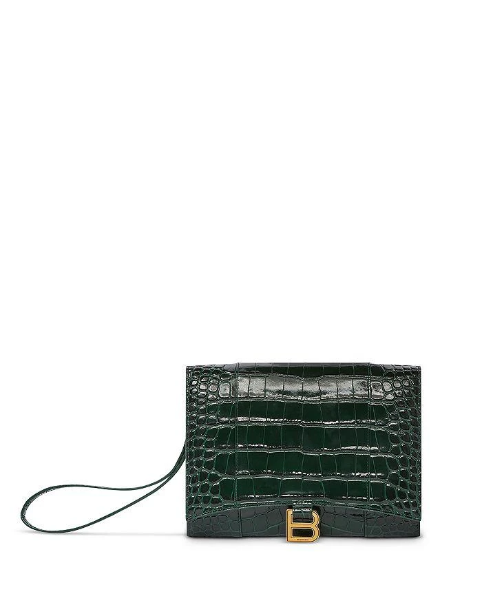 Balenciaga Hourglass Croc Embossed Gusset Pouch 1