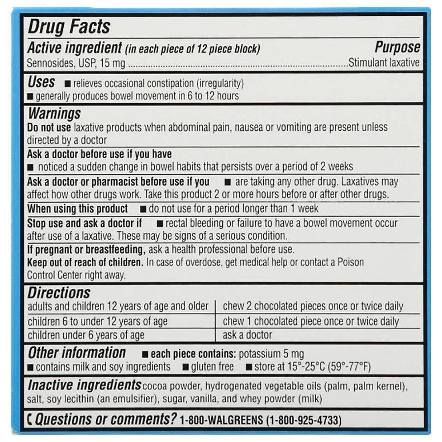 Walgreens Stimulant Laxative Pieces Chocolate 2