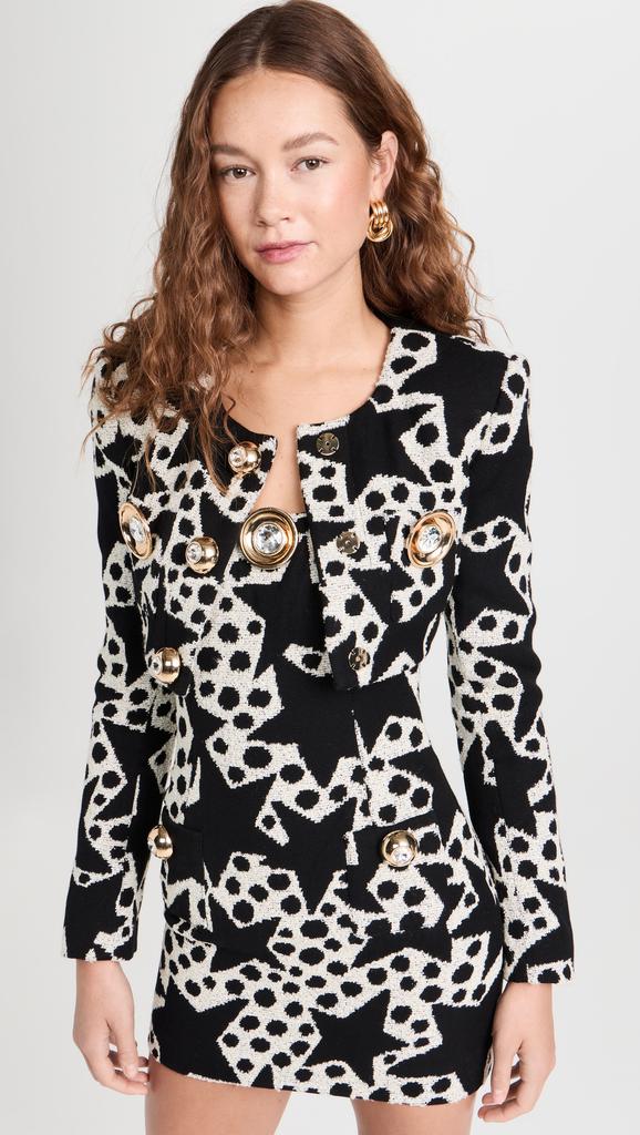 Area Crystal Medallion Cropped Blazer