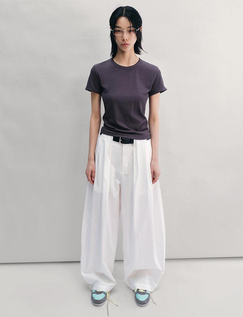 Pixie Market White Pleated Barrel Leg Pants -PREORDER