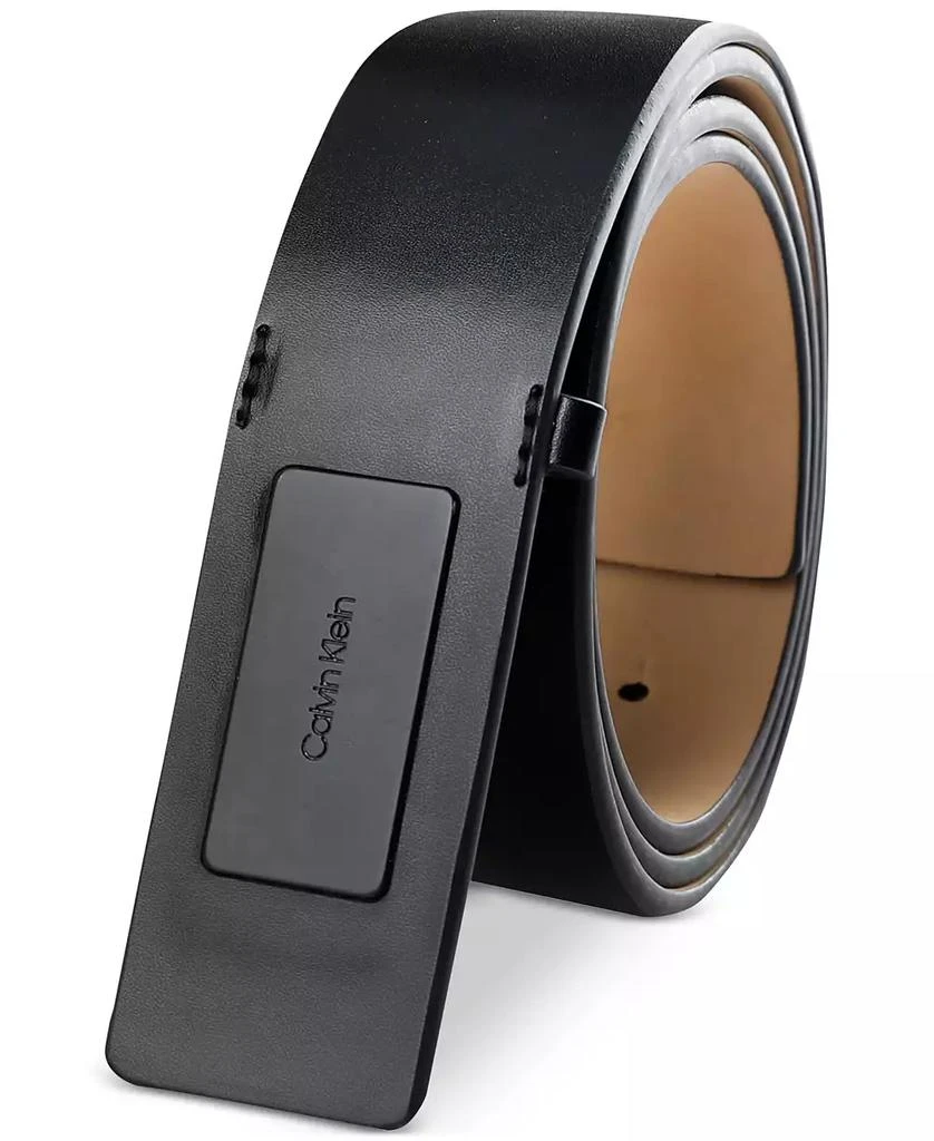 Calvin Klein Men's Ultra-Modern Inlaid Plaque-Buckle Logo Belt 1