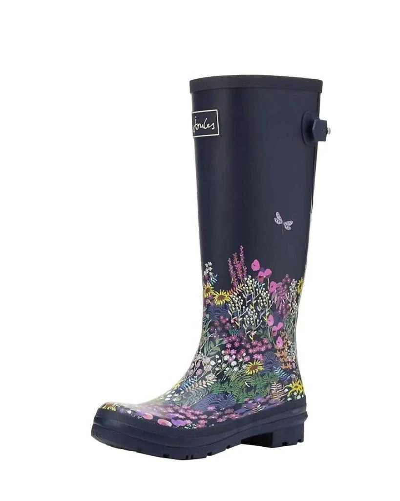 Joules Women's Welly Print Rain Boot In Navy Ditsy 1