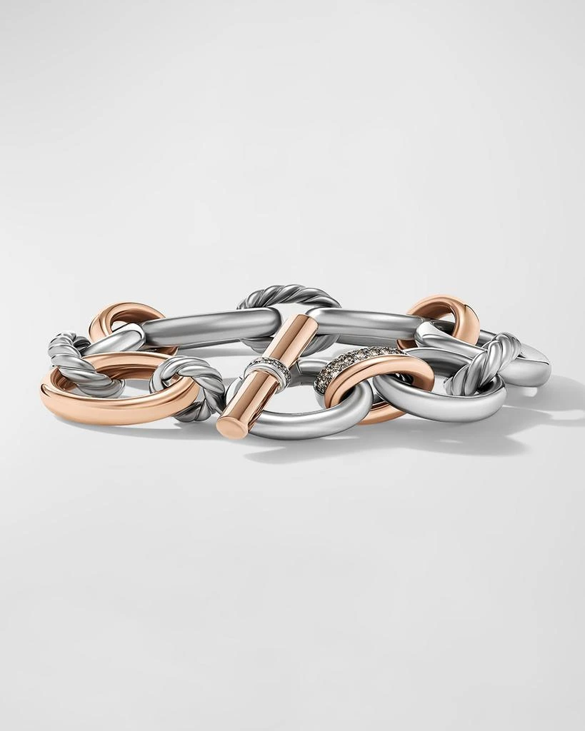 David Yurman DY Mercer Bracelet with Diamonds and 18K Rose Gold in Silver, 25mm
