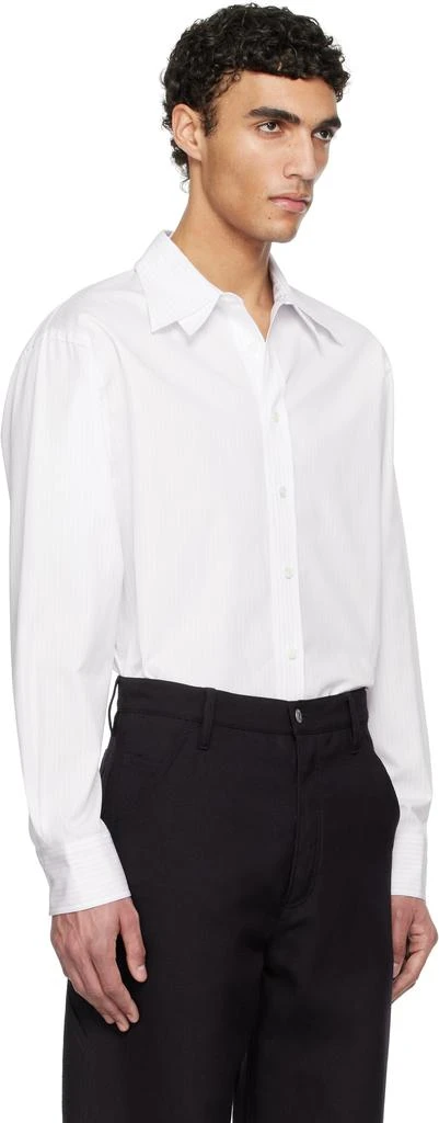 Recto White Double Collar Stripe Shirt 2