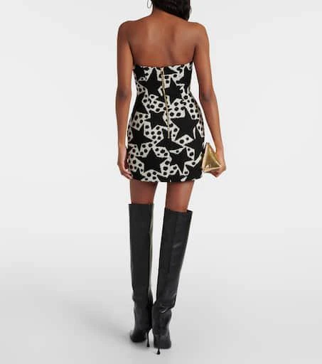 AREA Jacquard strapless cotton-blend minidress 3