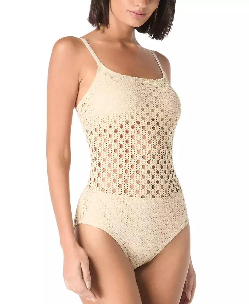 Carmen Marc Valvo Women's Crochet Scoop-Neck One-Piece Swimsuit 3